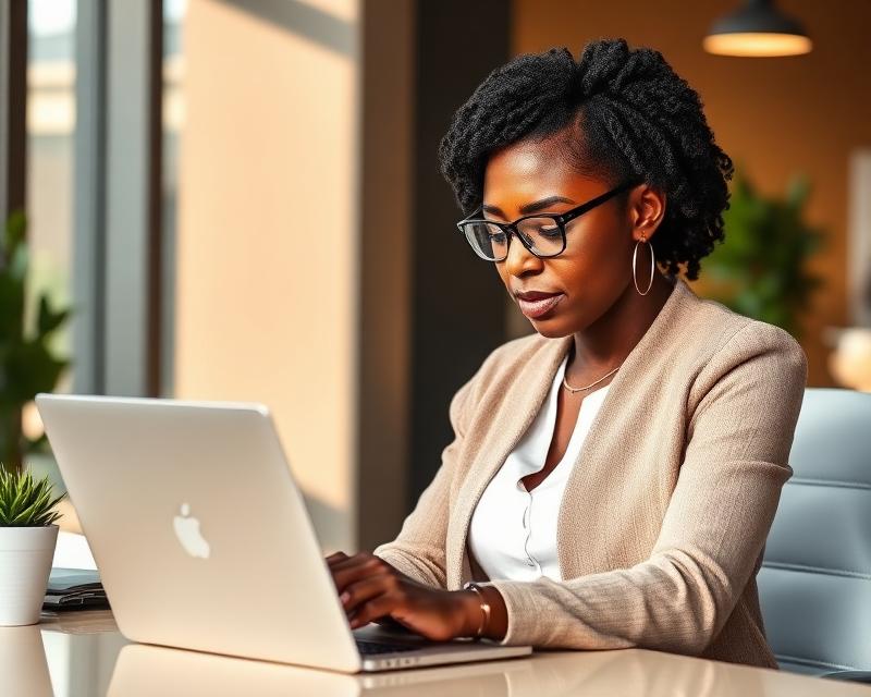 Finance manager reviewing a consolidated monthly invoice on a laptop