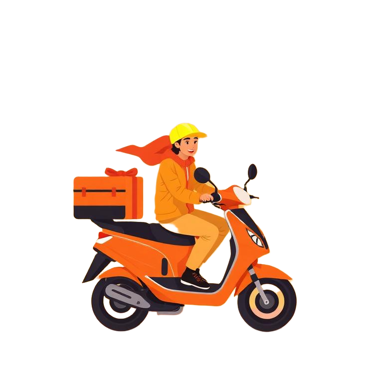 Delivery rider on scooter with live GPS tracking